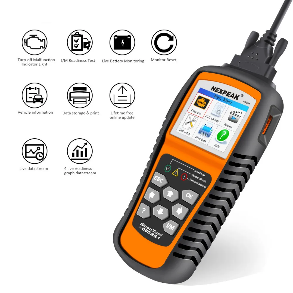 OBD2 автоматический сканер NEXPEAK NX501 OBD 2 считыватель кодов автомобиля