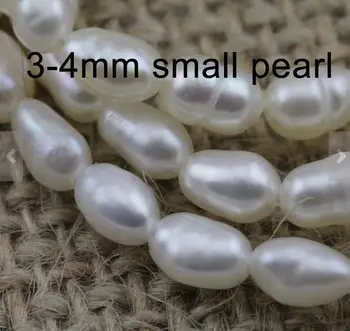 

Unique Pearls jewellery Store 3-4mm White Rice Small Tiny Genuine Freshwater Pearl Loose Beads DIY Jewelry Material LS034