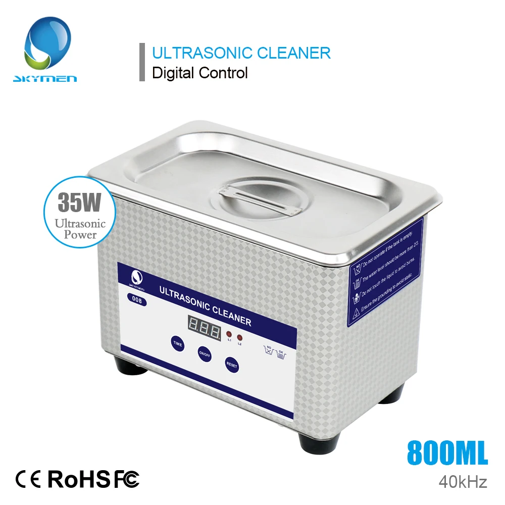 

SKYMEN Digital Mini Ultrasonic Cleaner Metal Basket Washing Jewelry Watches Dental PCB CD 800ml 35W 40kHz Cleaner Bath Necklaces