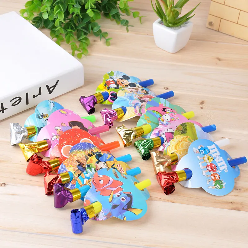 

6 Pcs Colorful cartoon Funny Whistles Kids Childrens Birthday Party Dots Blowing Dragon Blowout Baby Birthday Supplies Toys gift