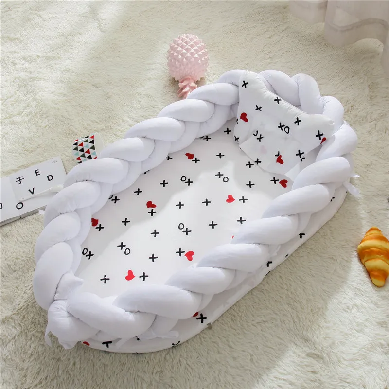 Детское гнездо с принтом хлопковая бионическая кровать моющаяся портативная детская кровать многофункциональная дорожная кроватка кровать с бампером матрас для новорожденных