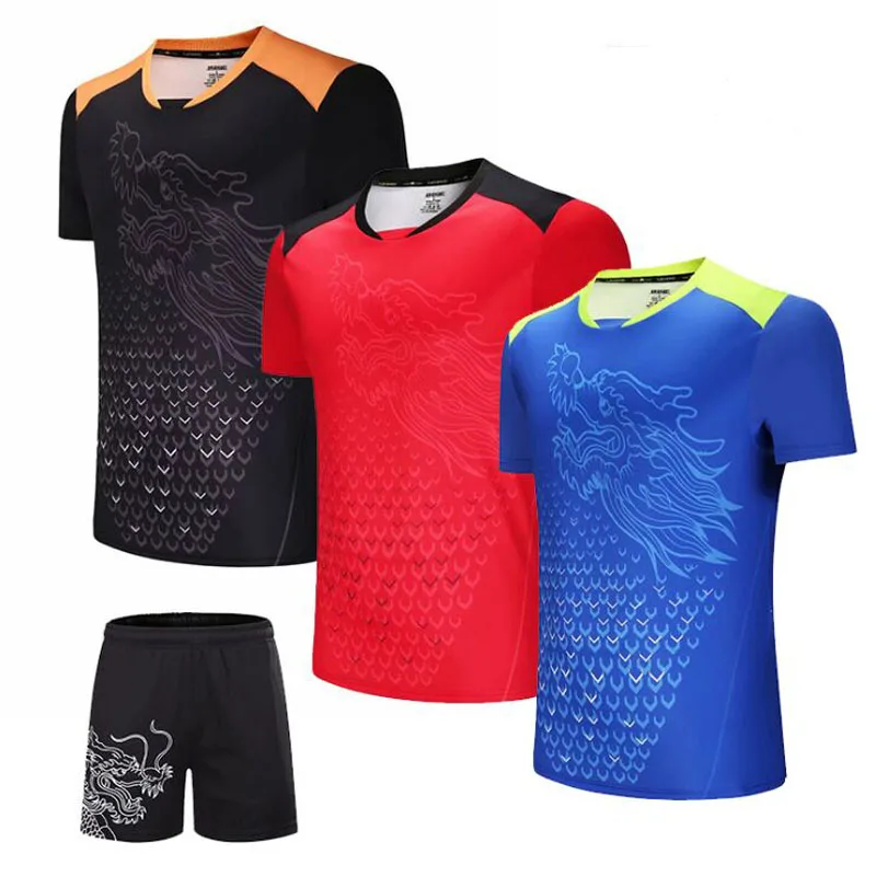 Китайская теннисная футболка с драконом, мужская, женская футболка для настольного тенниса, быстросохнущая футболка для бадминтона, спортивная одежда для спортзала, теннисная форма