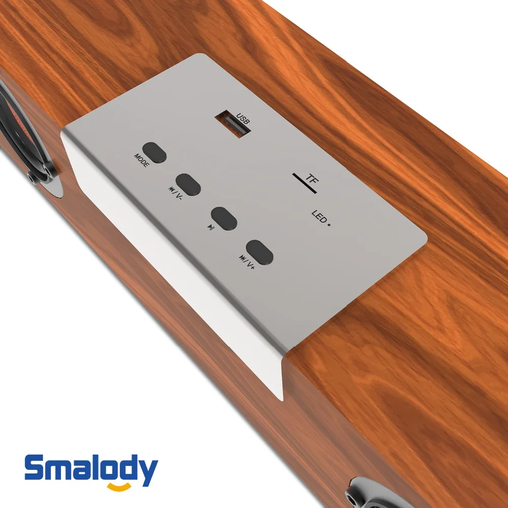 Smalody 20 Вт Саундбар беспроводной Bluetooth v5.0 TWS мощный стерео Деревянный Динамик