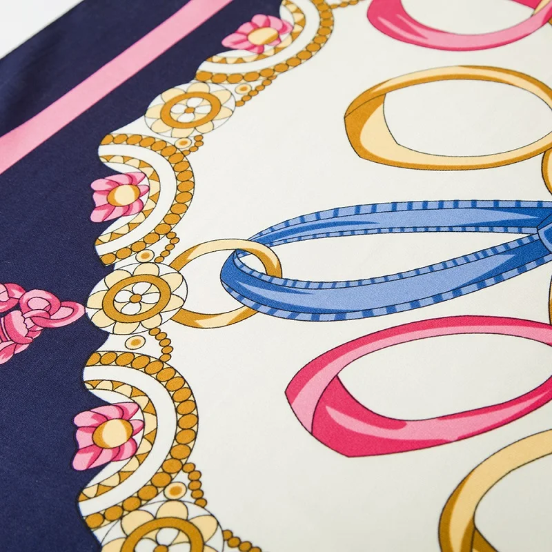 POBING шелковый шарф роскошный бренд расплава цепи шейный платок мусульманский платок квадратные шарфы женские платки Женская бандана 100*100 см