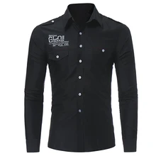 Бренд, модная мужская рубашка, топы с длинными рукавами, Классическая Повседневная с буквенным принтом, мужские рубашки, тонкие мужские рубашки XXXL