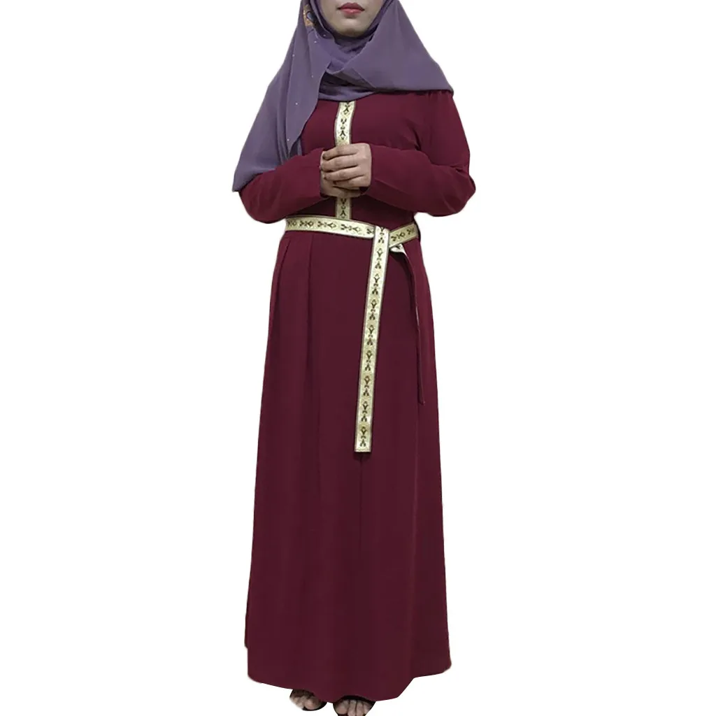 Мусульманское платье исламское одежда хиджаб платье Для женщин Турецкая абайа платье с бусинами халаты мусульманская женская накидка в