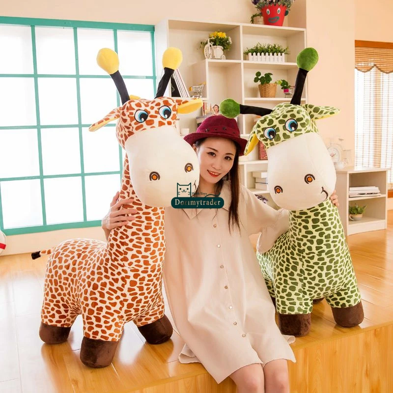 Dorimytrader New 100cm Giant Cute Soft Cartoon Giraffe Plush Toy Stuffed Animal Giraffe Doll Pillow Kids Play Toys Gift 39inches DY61686 (17)