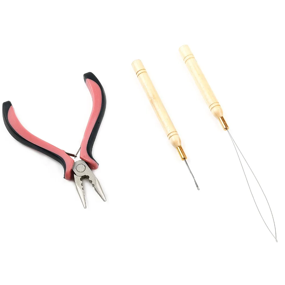 

Neitsi 3 Holes Plier Pink# and Micro Pulling Needle and Loop Threader 3pcs/set For Hair Extensions