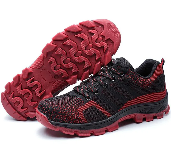 Gram Epos сетки воздуха унисекс Сапоги и ботинки для девочек Для мужчин рабочая обувь Обувь Сталь носком Кепки для анти-smash проколов дышащий защиты обувь - Цвет: Красный