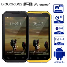 DIGOOR DG2 Plus Waterproof Smartphone Android 4.4 Quad-Core 3G Rugged Phone 2MP/8MP with 1GB RAM 8GB ROM Wi-Fi Mobile Phone