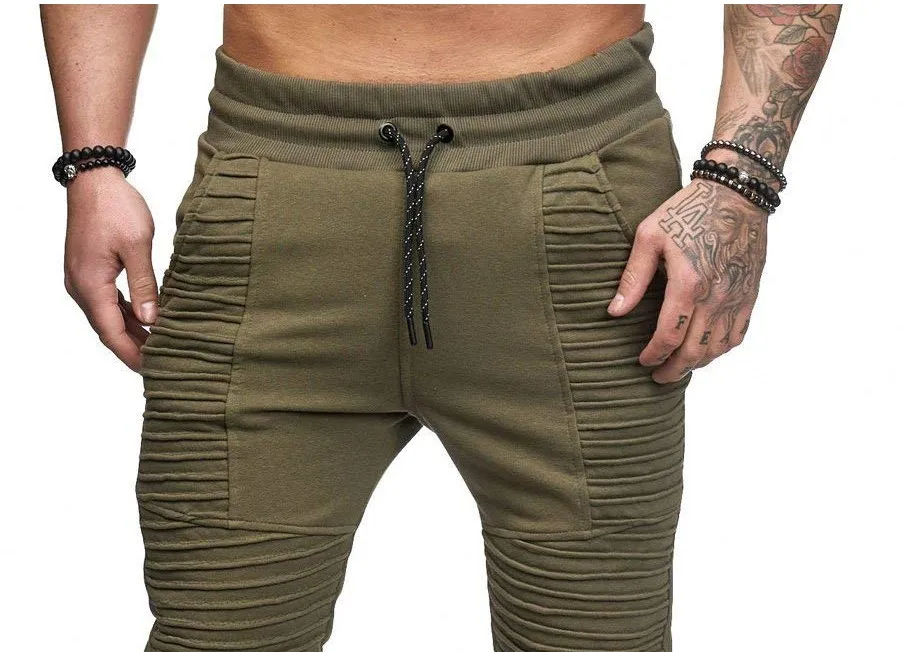 Мужские спортивные штаны для бега повседневные мужские штаны Homme Pantalones Hombre брюки с двойным карманом, плиссированный корсет со шнуровкой