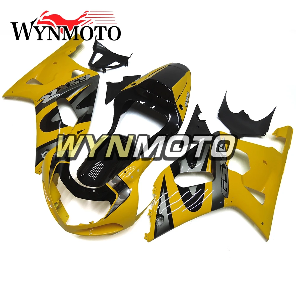 Полный комплект обтекатель для Suzuki GSXR600 750 K1 00 01 02 2003 рамы кузова ABS Пластик впрыска черного, желтого цвета Электронный Атомайзер