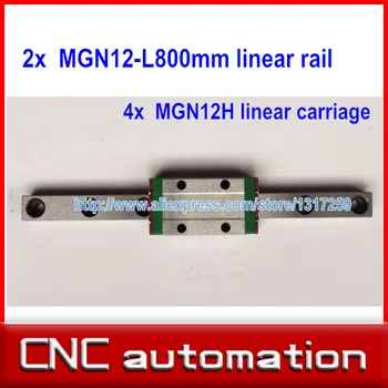 

2PCS 12mm linear guide MGN12 L 800mm linear rail with 4pcs MGN12H linear carriages block for CNC DIY and 3D printer XYZ cnc