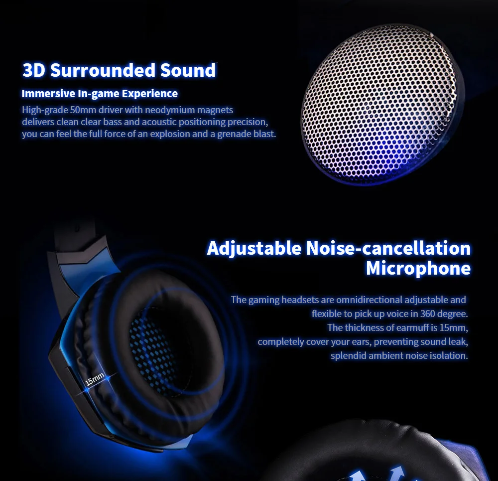EACH G2000 Gaming Headset Stereo Sound Noise Reduction 2.2m Wired Headphone with Microphone for PC Game