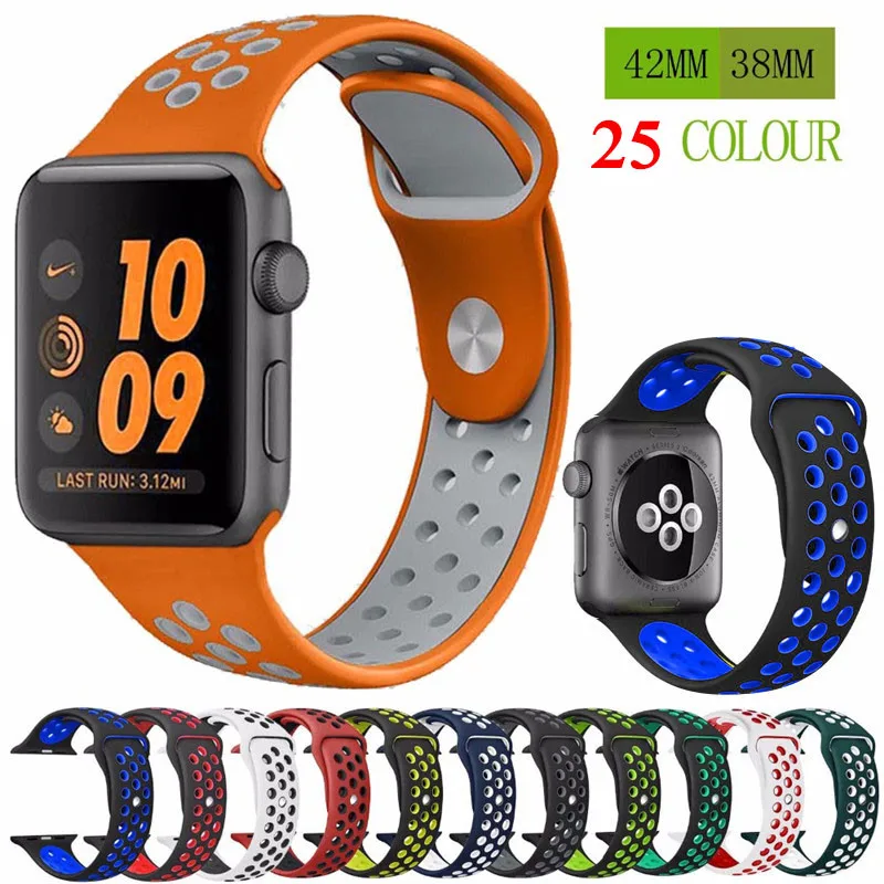 

38/42mm Watches Strap For Apple Watch two-color silicone suitable for Apple watch2 3 4 40/44mm sports bracelet Strap Dec1