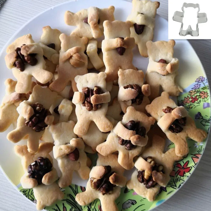 

3D Stainless Steel Cookies Cutter Cartoon Mini Bear Candy Biscuit Mold Kids DIY Fondant Cutters Baking Tools