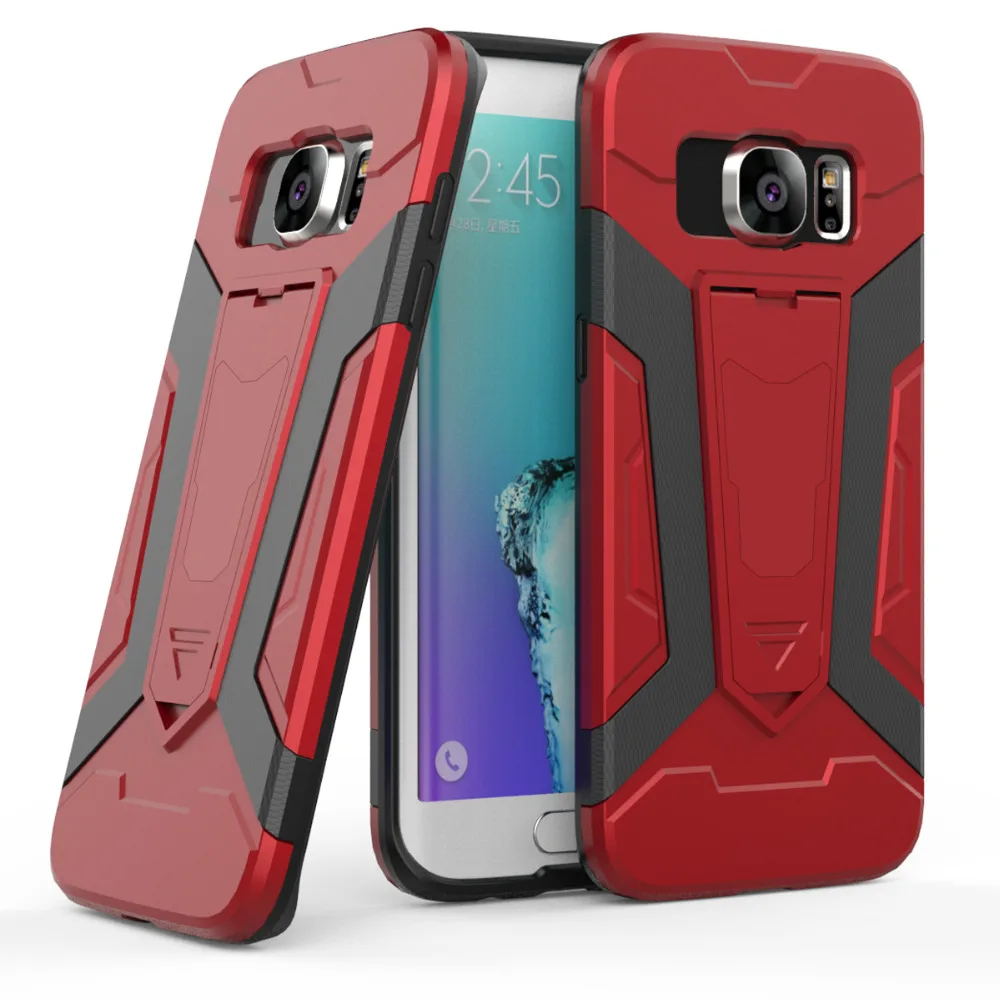 Red Armor Stand Anti-Slip Impact Resistant Protective Case Cover For Samsung Galaxy S7 Edge TPU+PC 2in1 Mobile Phone Cases | Мобильные