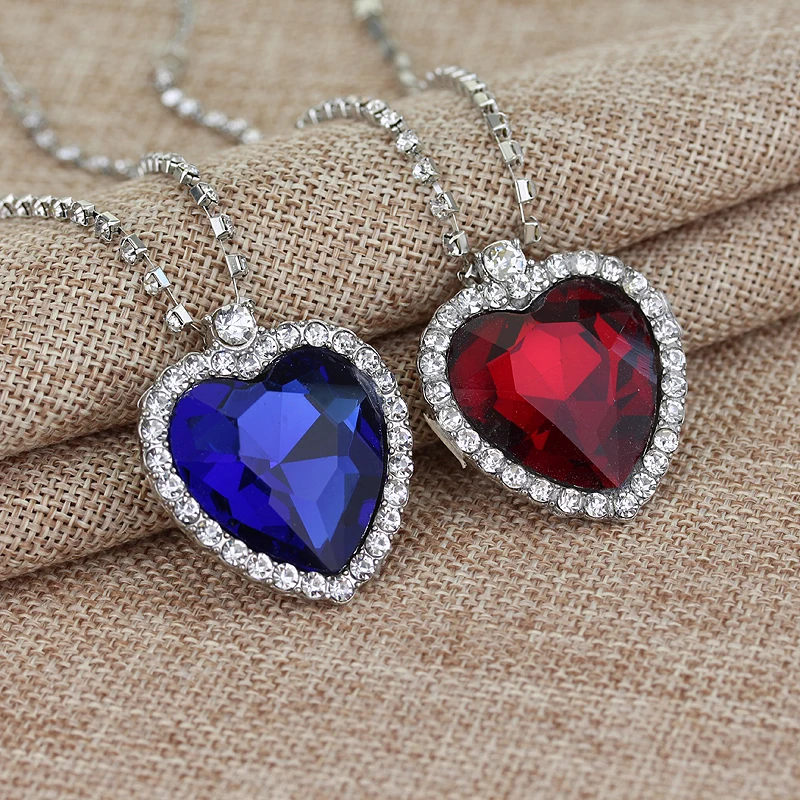 Новая мода, 2 цвета, знаменитое романтическое любовное ожерелье из фильма "Титаник", сердце океана, большой размер, ожерелье с кулоном для женщин