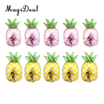 

MagiDeal 10pcs Hawaiian Tropical Fruit Pineapple Foil Balloons Hawaiian Luau Inflatable Party Decor Photo Props Gold+Pink