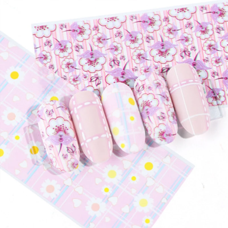 10 листов/набор Цветочные наклейки из фольги для ногтей красочные красивые узоры переводные наклейки для дизайна ногтей Советы украшения DIY дизайн