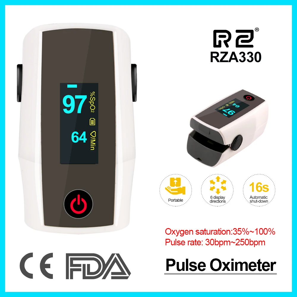 

Genuine Fingertip Pulse Oximeter Rate Portable Blood Pressure Health Care CE FDA OLED display Oxygen Alarm setting A330