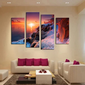 

Cheap-Wall-Frame 4 Panels The Setting Sun Seascape Picture HD Canvas Print Painting Artwork Wall Art Canvas Painting Wholesale