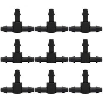 

25/50/100pcs Drip Irrigation Barbed Connectors Barb Tee T Connector 4/7mm Micro Dripping Tube Connection Joint Hose Fittings