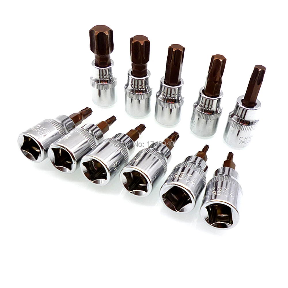 Набор торцевых Бит Torx Star 11 шт. 3/8 &quot Квадратный привод T10 T15 T20 T25 T27 T30 T40 T45 T50 T55 T60
