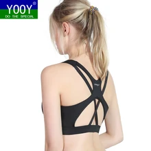YOOY, спортивный бюстгальтер с открытой спиной, топ, бюстгальтеры для фитнеса, женский бюстгальтер на бретельках, спортивный топ, жилет для спортзала, мягкий бюстгальтер для йоги, пуш-ап, нижнее белье для бега