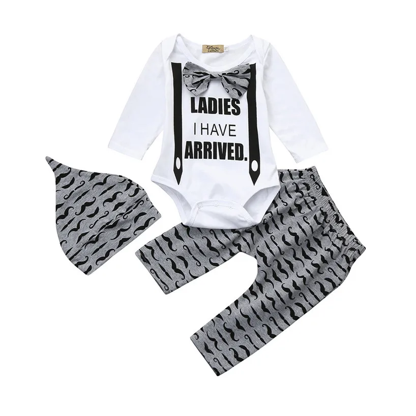 

ARLONEET 3pcs Toddler Infant Baby Boys Letter Clothes Set Romper+Pants+Hat Outfits Feb11/P