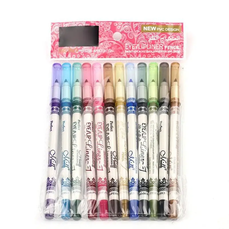 12 шт. карандаш для глаз, стойкий Водостойкий карандаш для глаз, карандаш для губ, женские цветные карандаши для бровей, карандаши для губ, Maquiagem - Цвет: 12pcs