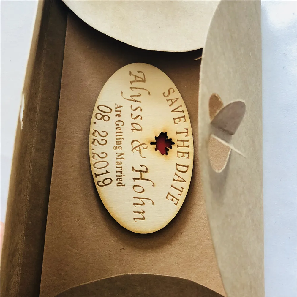  Rustic Wooden Save the Date Magnet for Wedding Wood Magnet with Flower Envelope Unique Wooden Weddi - 32933578776