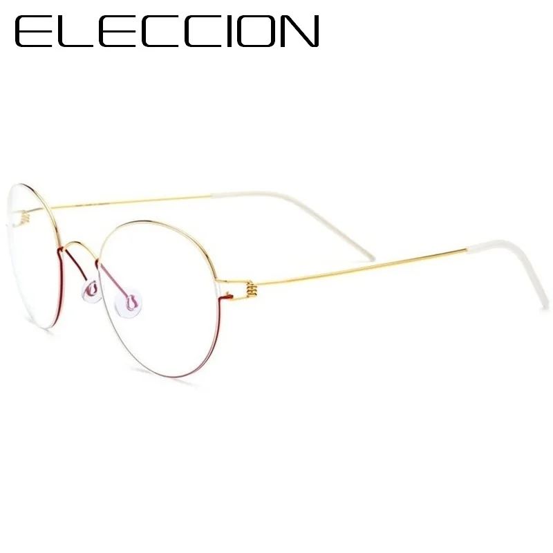 

ELECCION Titanium Round Glasses Frame Women Myopia Eyeglasses 2019 New Vintage Optical Frames Men Korean Screwless Eyewear