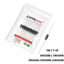 20 шт./упак. 1N5338B 1N5339B 1N5342B 1N5349B 1N5359B Мощность зенеровский диод 5 Вт 5,1 В 5,6 В 6,8 в, 12 В, 24 В постоянного тока, T-18(CASE17-02) осевой кулер 5 Вт