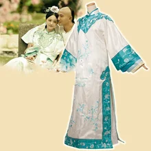 Новинка, ТВ-игра, одинокая пустая площадка поздней весны, актриса, такой же дизайн, зеленая белая вышивка, костюм принцессы Цин, Qifu