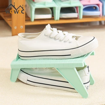 

WOWCC 8pcs Plastic Shoes Storage Rack Shleves Double-Wide Shoe Holder Save Space Shoes Organizer Stand Shelf for Living Room