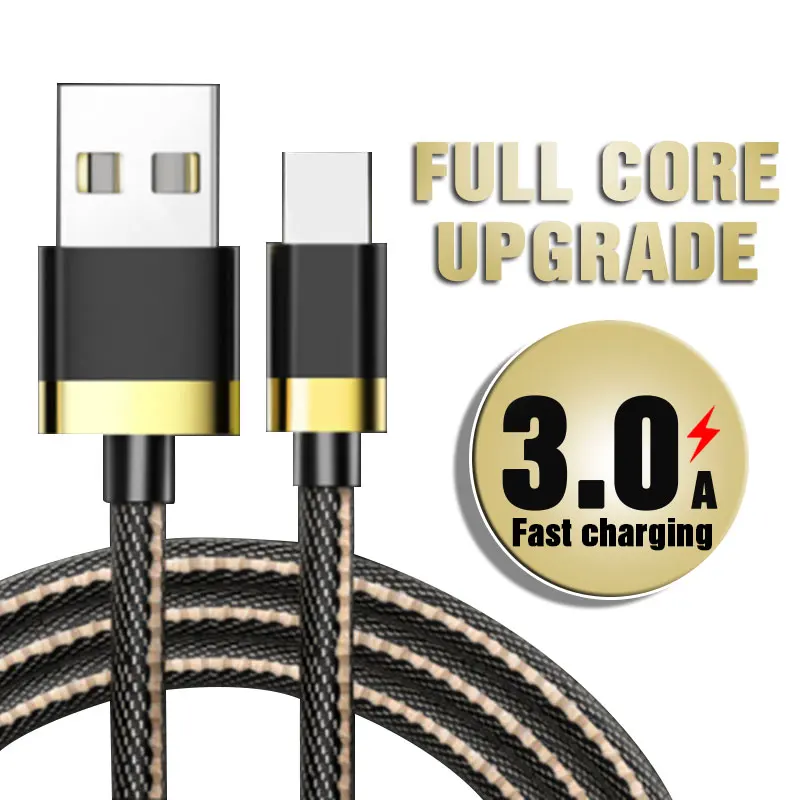 

3A Micro USB Type-C Cable Fast Charging Data Wire Cord 1m on the for Samsung Huawei Xiaomi Android Mobile Phone Charger Cable