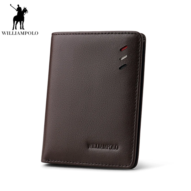 WILLIAMPOLO Для мужчин тонкий бумажник ультратонкий кожаный чехол мужской