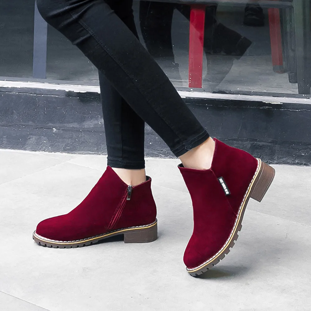 

JAYCOSINNEW Women Martin Boots Autumn Winter Boots Classic Zipper Snow Ankle Boots Winter Suede Warm Fur Plush Women Shoes 35-42
