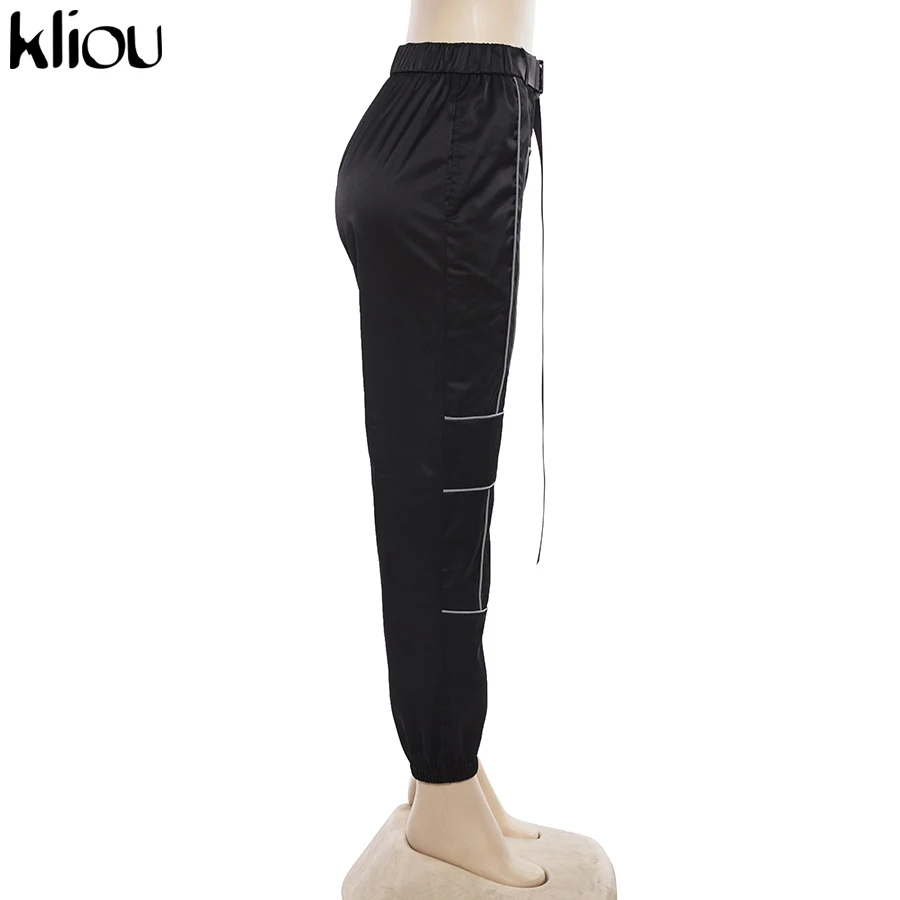 Kliou women fashion street Reflective patchwork cargo pants 2019 new arrival zipper fly with sashes pockets knitted trousers HTB1RlcQaXzsK1Rjy1Xbq6xOaFXa8 - Kliou women fashion street Reflective patchwork cargo pants 2019 new arrival zipper fly with sashes pockets knitted trousers