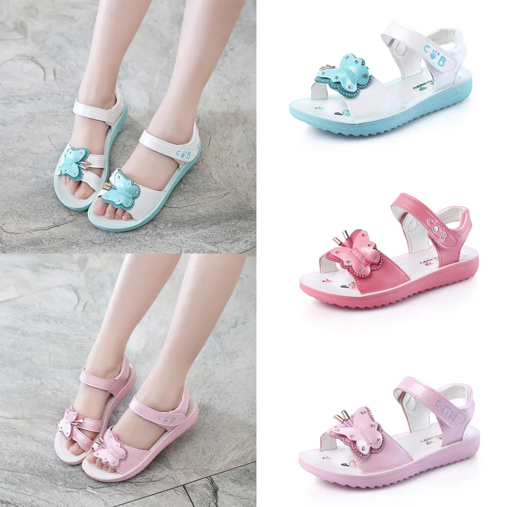 

New Fashion Summer Children Girls Bohemian Casual Butterfly Sandals Princess Flat Shoes 2019 Hook & Loop Kids Girl Sandals