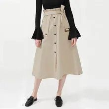 Элегантные юбки женские ретро длинные юбки с высокой талией женские летние Сексуальная Кнопка повязная юбка женские Faldas Largas Mujer