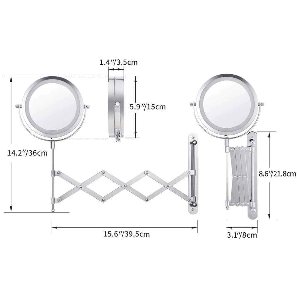 ANHO Led حمام مرآة لوضع مساحيق التجميل 6 \