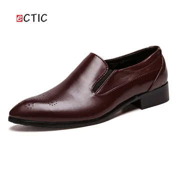 

Ectic Office Men Dress Shoes Pointed Toe Leather Formal Shoes Breathable Business Slip On Shoe Calcado Hombre