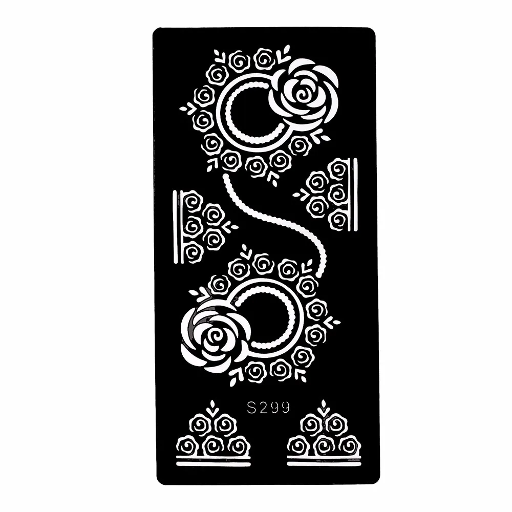 1 Piece Hollow Henna Tattoo Stencil Black Garland Flower Round Tattoo Template DIY Henna Tattoo Stencil Sexy Paint Products S299