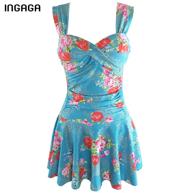 Best Price INGAGA 2018 Retro Two-piece Swimsuit Swimwear Women Swim Dress Floral Printing Push Up Swimsuits Bandage Bathing Suits Best Price INGAGA 2018 Retro Two-piece Swimsuit Swimwear Women Swim Dress Floral Printing Push Up Swimsuits Bandage Bathing Suits
