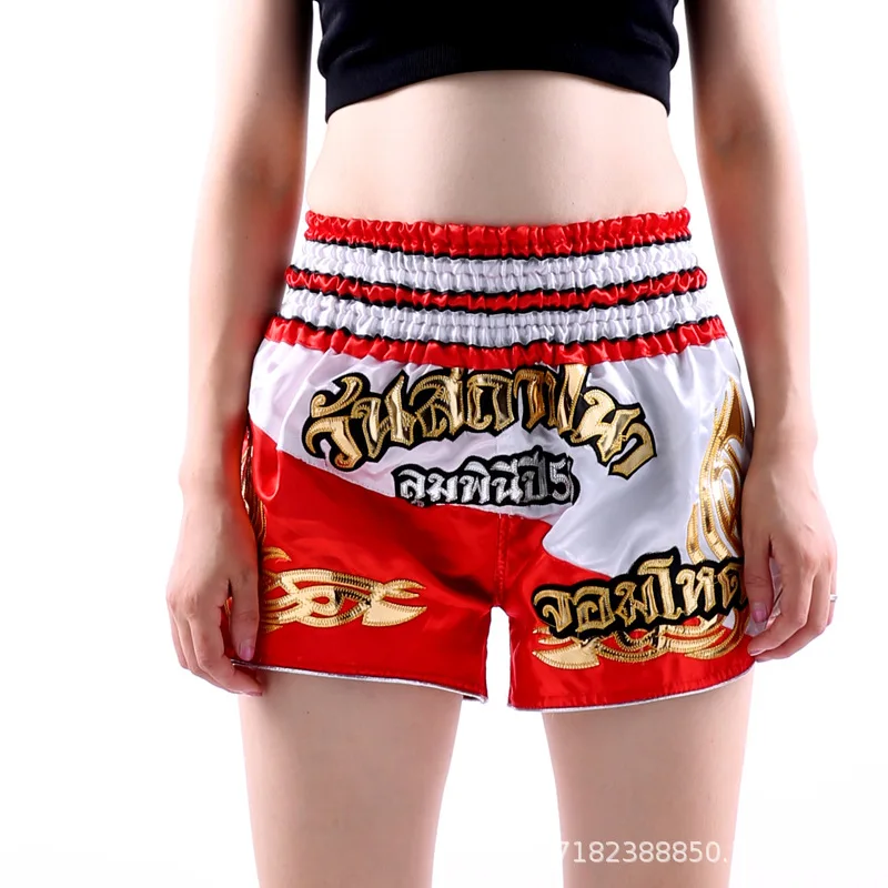 

Men's Women's Boxing Shorts Flower Printed MMA Pants Kickboxing Fight Grappling Short Muay Thai Boxing Short Sanda Cheap Clothes