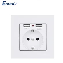 Esooli EU/французский стандартный ПК Панель лучший двойной USB порт 2.1A настенное зарядное устройство адаптер ЕС вилка USB розетка панель питания