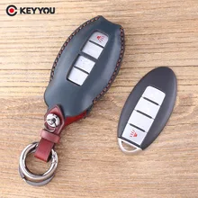 KEYYOU 4 Tasten Leder Schlüssel Shell Fall Für Nissan Sunny ALTIMA MAXIMA Murano Versa Teana Sentra Für Infiniti G35 G37 abdeckung Fob