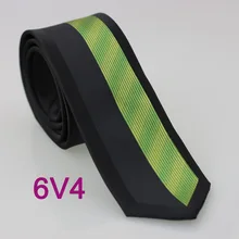YIBEI coahella Галстуки Черная кайма левая вертикальная полоса правая зеленая полоса шеи Узкие галстуки тканый галстук, жаккардовый тонкий галстук 6 см